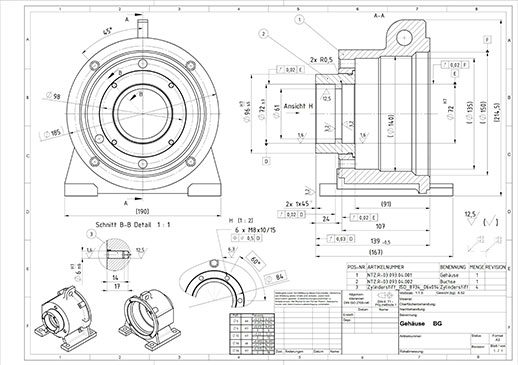 Mechanical engineering drawing Royalty Free Vector Image