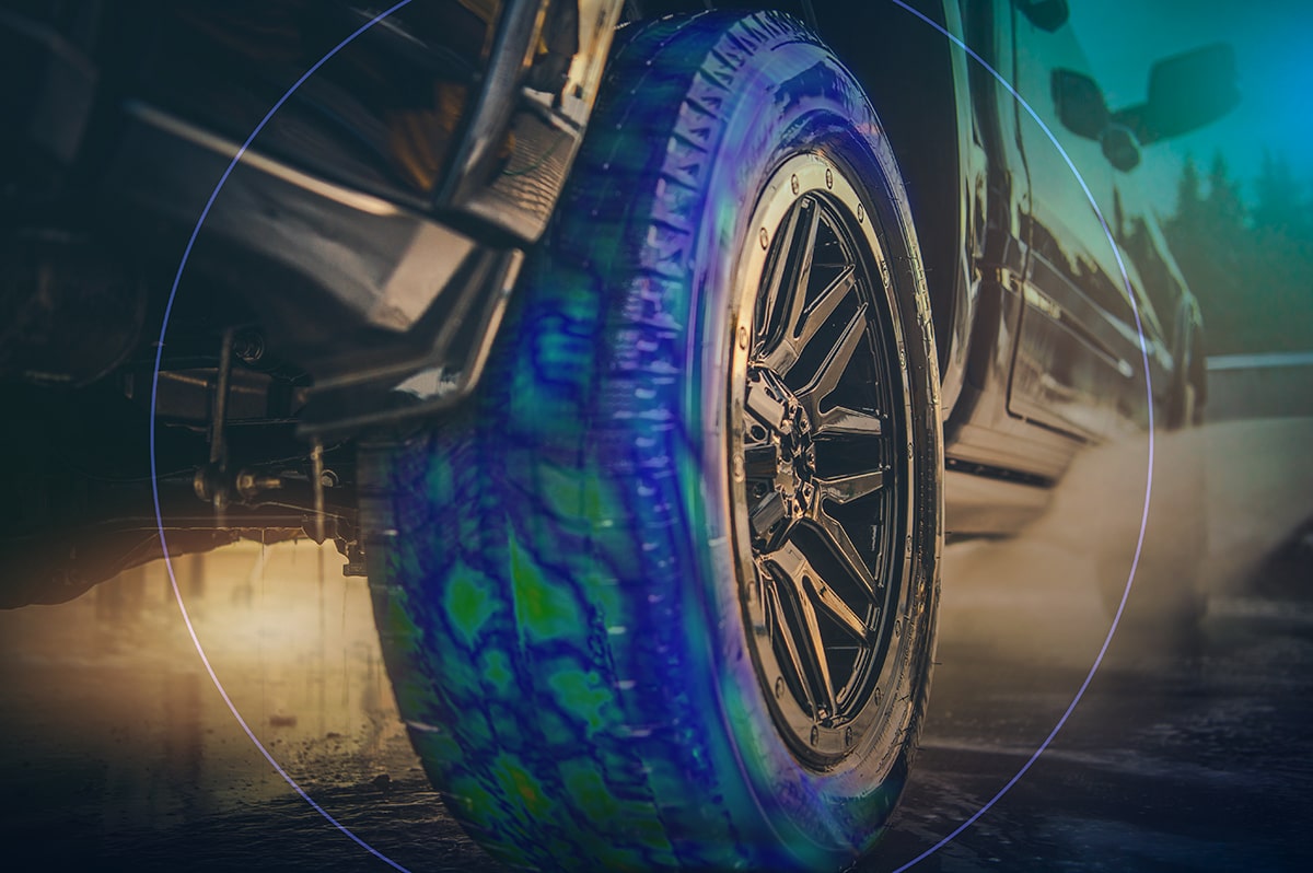 Tire simulation model demonstrating advanced design and analysis features on the 3DEXPERIENCE platform for industrial equipment