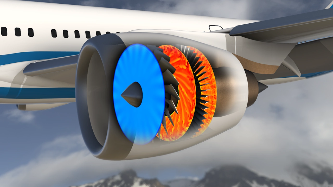 Aircraft propulsion system simulation representing advancements in aerospace design and testing with SIMULIA on the 3DEXPERIENCE platform