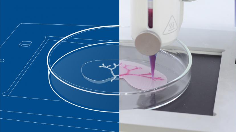 Scientifique utilisant une biopresse Cellink avec bioencre via la plateforme 3DEXPERIENCE