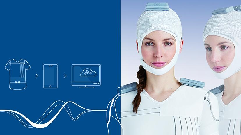 BioSerenity smart wearable medical device connected to a mobile app for remote patient monitoring