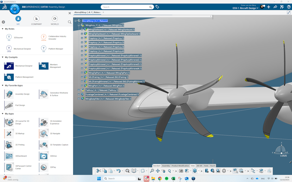 Electric aircraft propeller of the Elysian E9X powered by the 3DEXPERIENCE platform for zero-emission flight innovation.