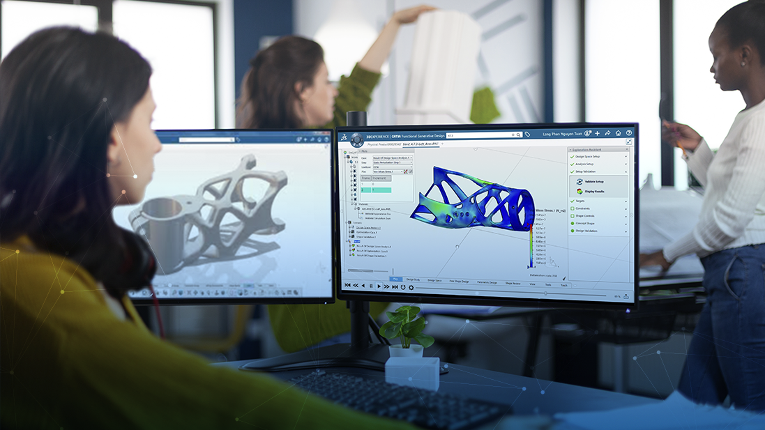 Engineering students at CIIA Bajío collaborate in a high-tech lab using the 3DEXPERIENCE platform for aerospace training.