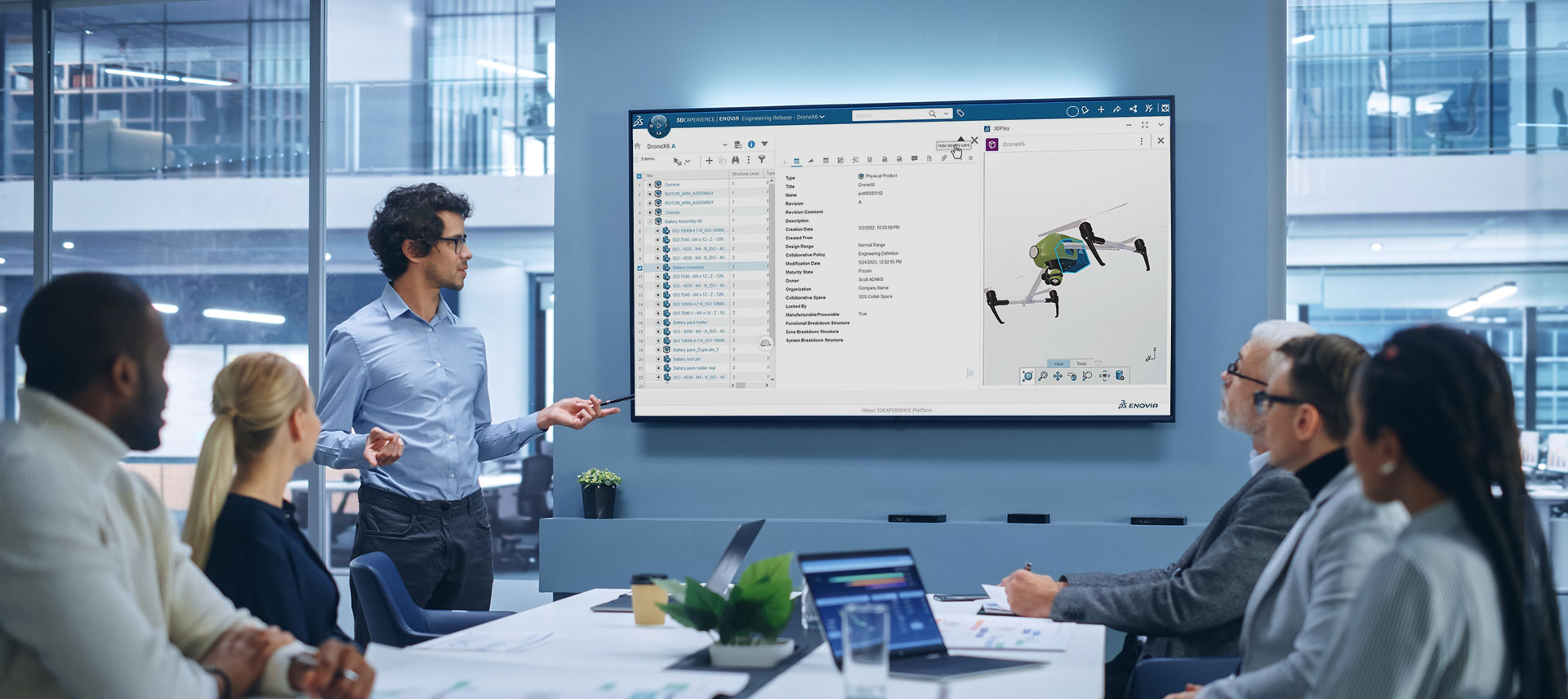 Stakeholders analysing the manufacturing bill of materials