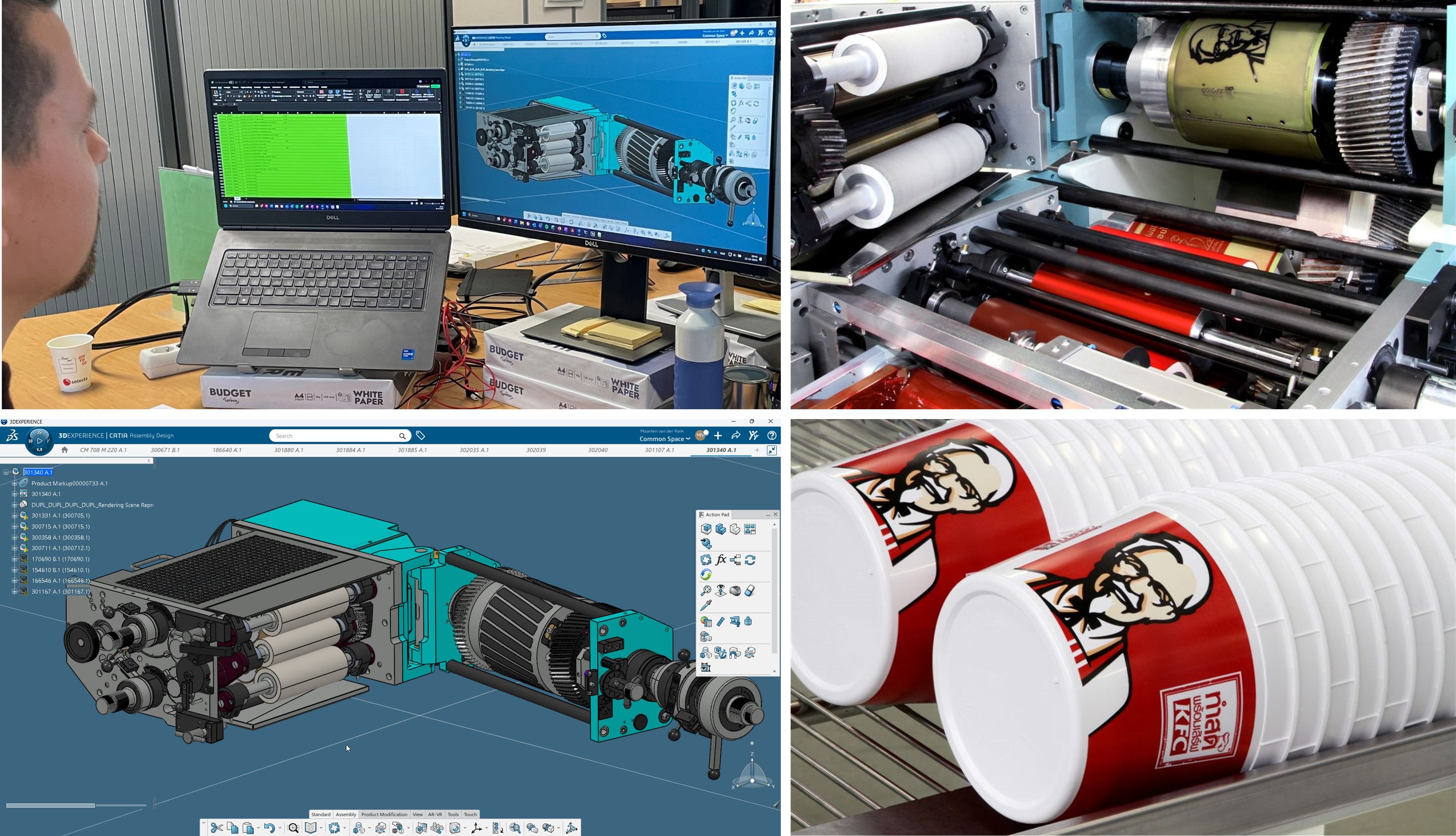 Van Dam Machine KFC cup printing machine designed on CATIA 3DEXPERIENCE cloud > Dassault Systemes