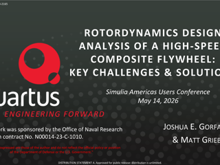 Quartus Engineering - Rotordynamics Design Analysis of a High-Speed Composite Flywheel: Key Challenges & Solutions
