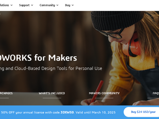 Limited time offer: only $24/year for the SOLIDWORKS Makers package, 50% off!