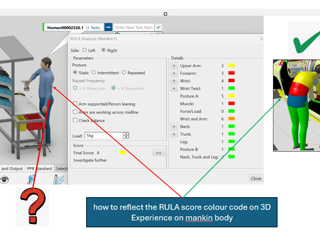 How implement RULA colour code on Mankin how to on if there is option at setting down?