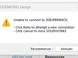 persistent "Unable to connect to 3DEXPERIENCE" error in Solidworks