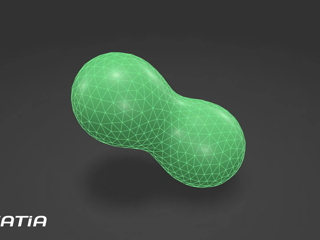 Metaballs - study1: equipotential surface for dipole, also cacahuete modeling