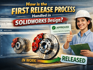 How is the First Release Process Handled in SOLIDWORKS Design?
