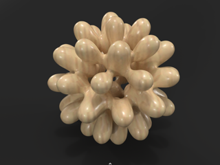 Metaballs - study2: equipotential surface on icosphere/icosaedron