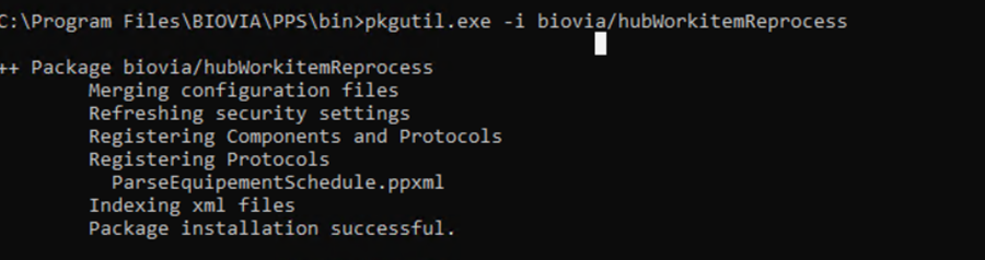 pkgutil.exe -r biovia/hubWorkItemReprocess