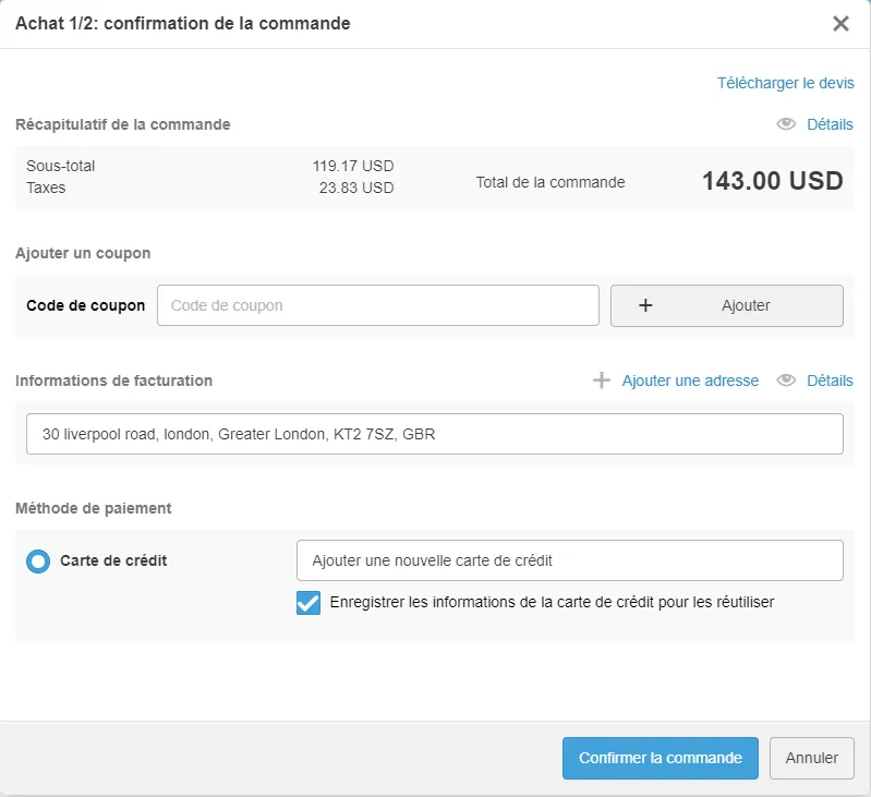 confirmation commande