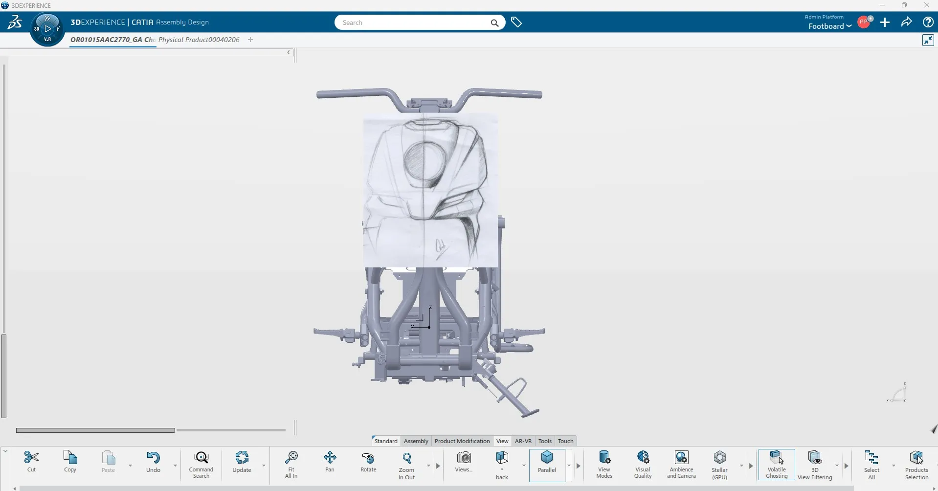 Concept sketch of Numeros Motors' n-First electric scooter, designed using CATIA on the 3DEXPERIENCE platform