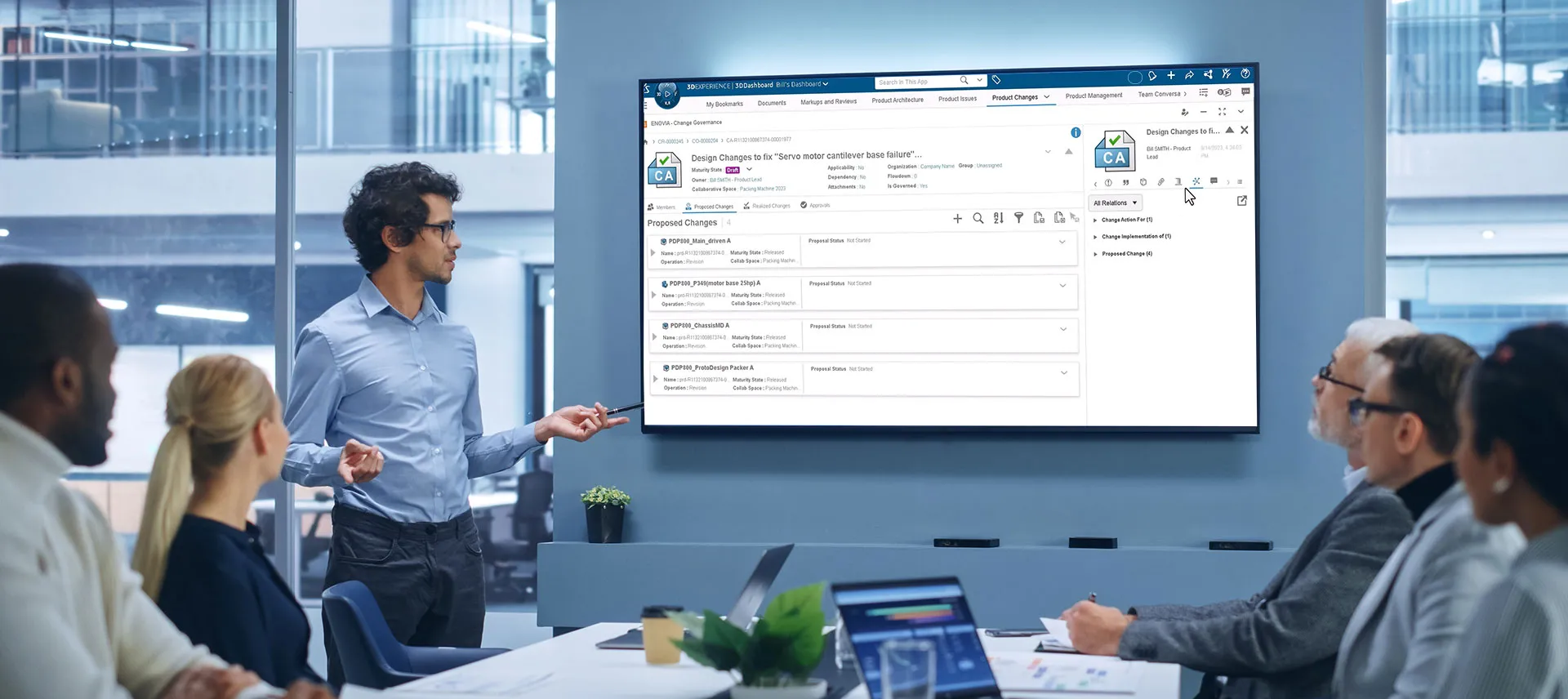 Stakeholders reviewing changes in the project