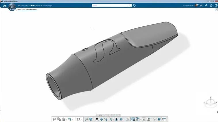 Musician uses a 3D-printed saxophone mouthpiece customized with the 3DEXPERIENCE platform by Syos