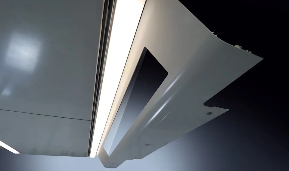 Lightweight aluminum train roof arches designed by Canray Transportation using the 3DEXPERIENCE platform.