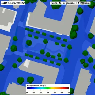 3D model simulation of Meudon urban layout showing heat and airflow analysis using Virtual Twin on the 3DEXPERIENCE platform  > Dassault Systemes