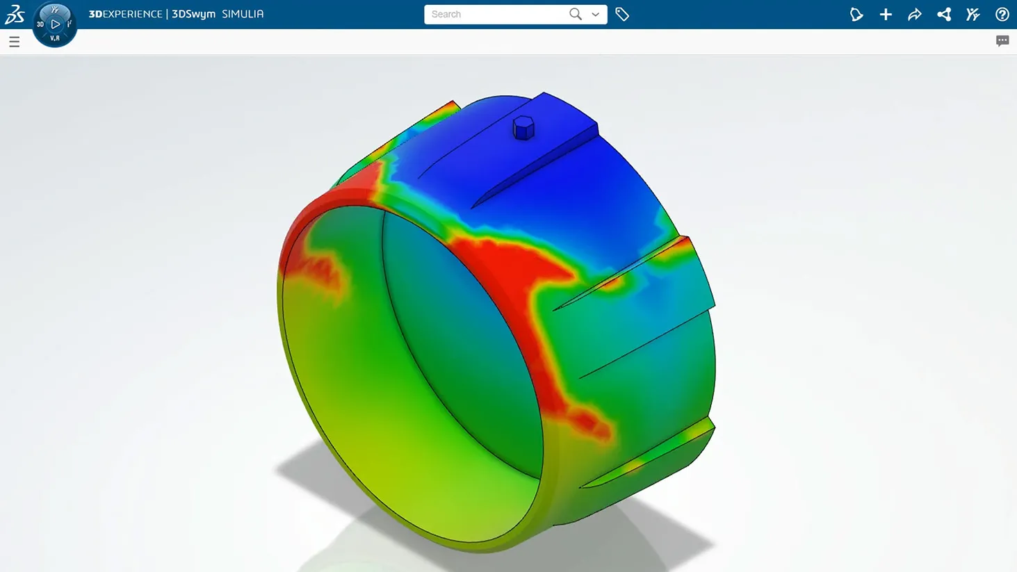 Simulated stress distribution on a mechanical component