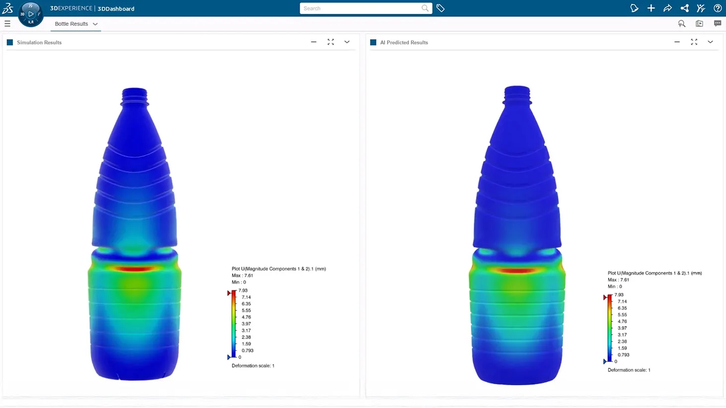 Comparing simulation and AI-predicted deformation