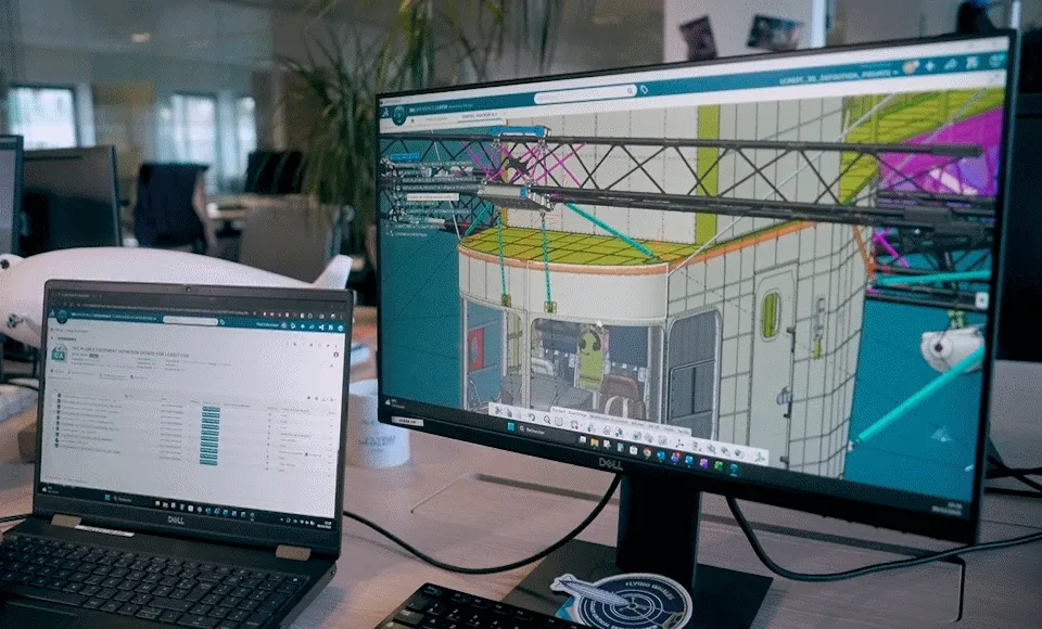 Flying Whales engineers using DELMIA on the 3DEXPERIENCE platform to plan hybrid airship production with a virtual twin.
