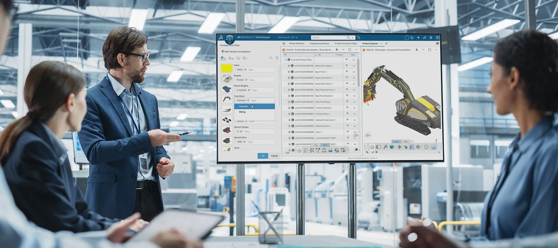Stakeholder explaining the configuration of the product