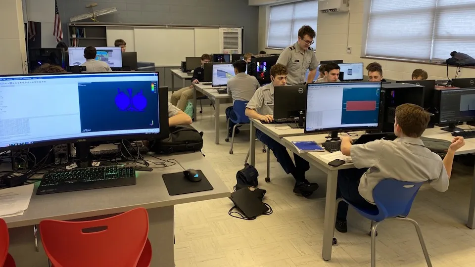 Students at Marmion Academy using the 3DEXPERIENCE platform for engineering simulation and digital prototyping projects