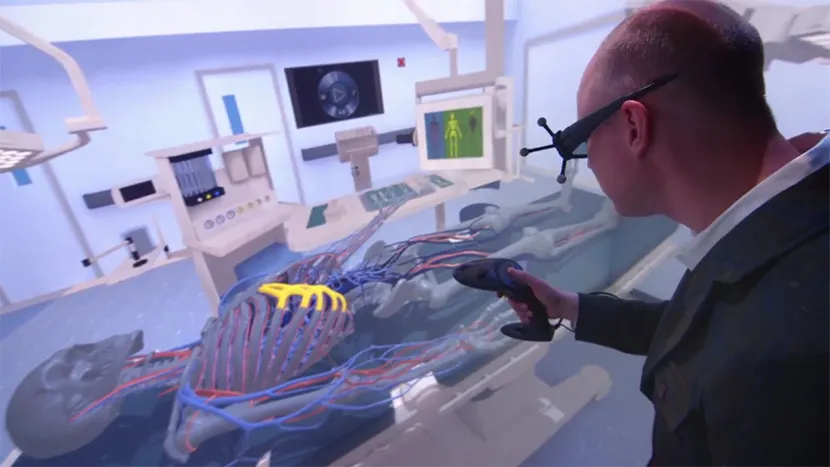 3D simulation of a human heart on the 3DEXPERIENCE platform showcasing advanced cardiovascular modeling.