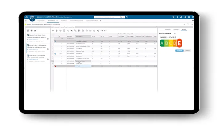 Formula Design > Boost Nutritional Values > Dassault Systèmes®