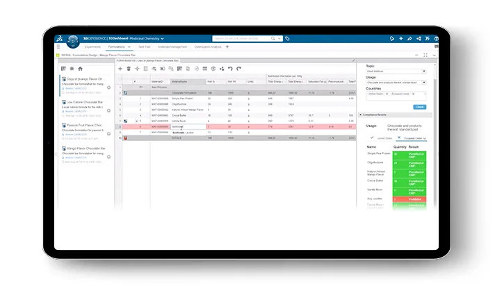Formula Design > Improve Recipe Compliance > Dassault Systèmes®