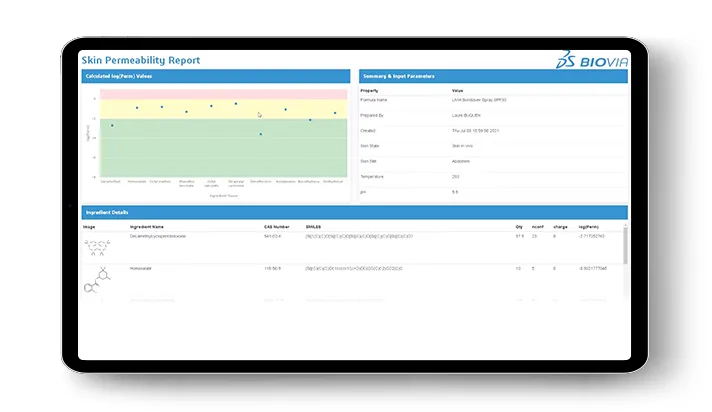 Formula Design > In-Silico Skin Permeability Tests > Dassault Systèmes®