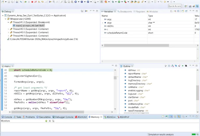 CATIA  autosar sim debugmode > Dassault Systemes