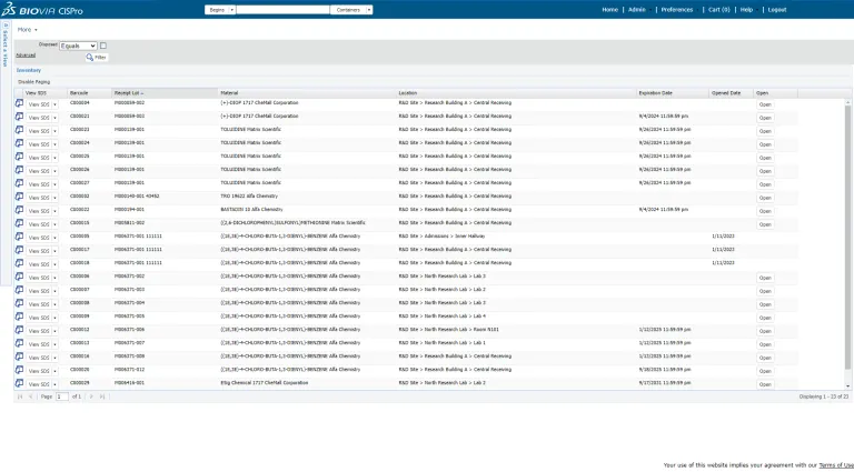 Gestión de inventario de BIOVIA CISPro > Dassault Systèmes
