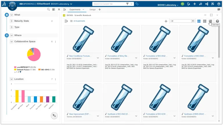 Scientific Notebook Experiment Grid > Dassault Systemes