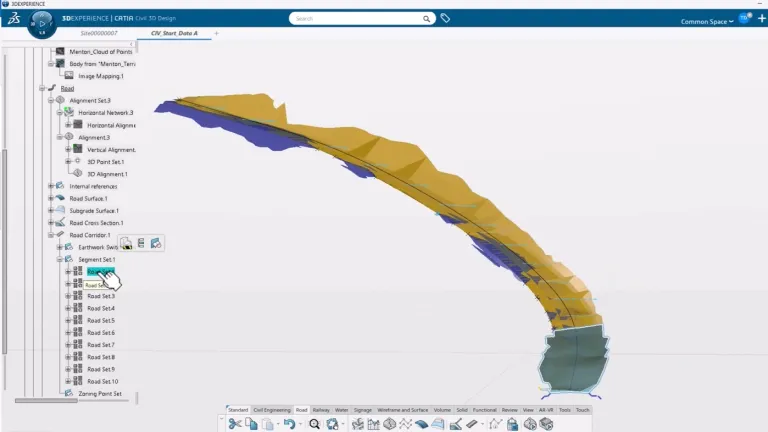 Corridor Segmentation and Earthwork Design capability with 3DEXPERIENCE CATIA R2025x
