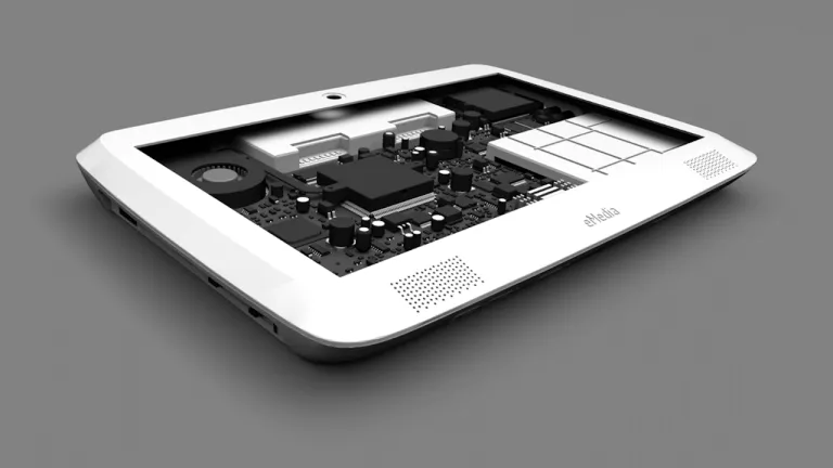 "Visual representation of a perfect connected product, showcasing sleek design and advanced technology for modern home living