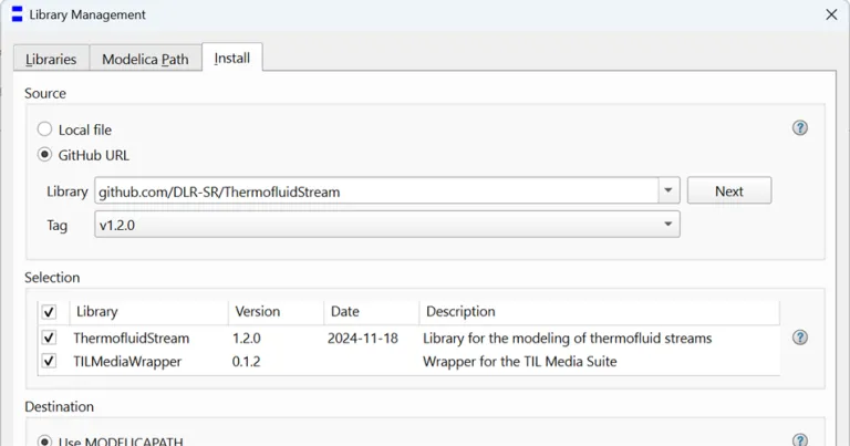 Dymola 2025x Refresh 1 features GitHub library installation