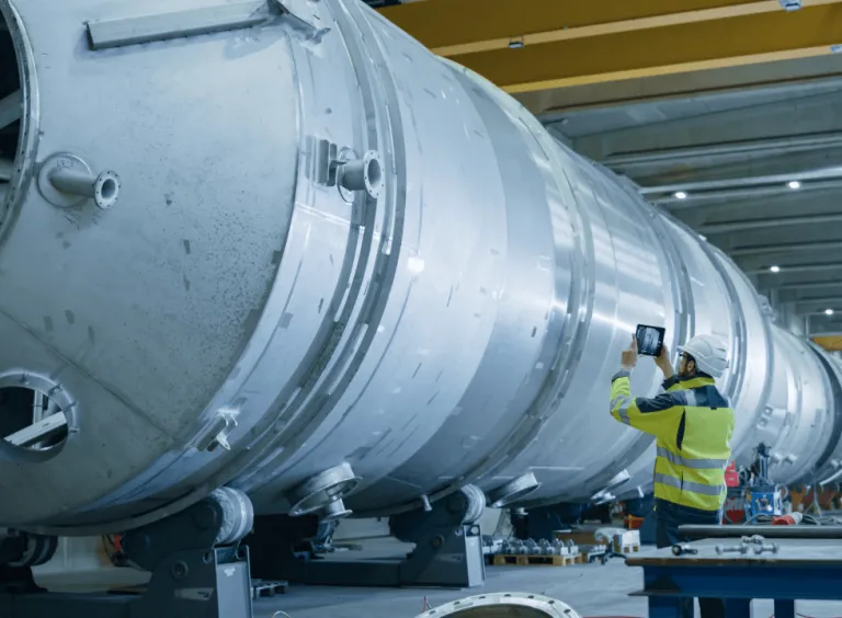 A worker using DELMIA augmented reality with Generative AI to enhance manufacturing efficiency on the 3DEXPERIENCE platform