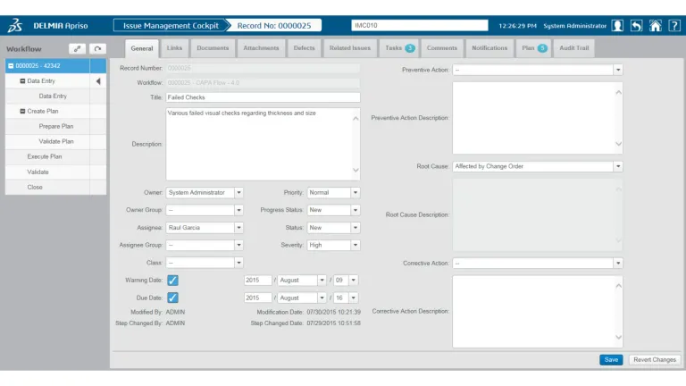 Discover DELMIA Apriso issue management