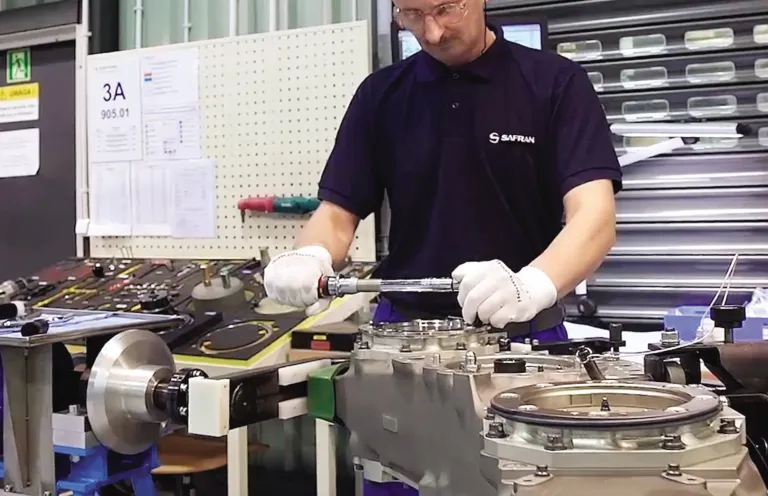 Safran Transmission Systems manufacturing facility showing aerospace components produced with 3DEXPERIENCE platform