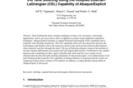 2-D Tank Sloshing Using the Coupled EulerianLaGrangian Capability of Abaqus/Explicit