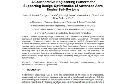 A Collaborative Engineering Platform for Supporting Design Optimisation of Advanced Aero Engine Sub-Systems