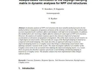 Abaqus-based verification of the Rayleigh damping matrix in dynamic analyses for NPP civil structures