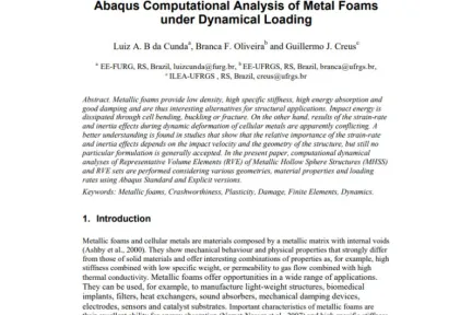 Abaqus Computational Analysis of Metal Foams under Dynamical Loading