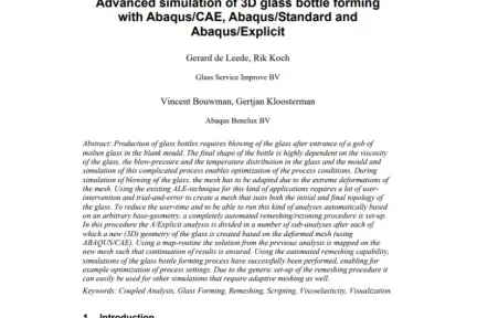 Advanced simulation of 3D glass bottle forming with AbaqusCAE, AbaqusStandard and AbaqusExplicit