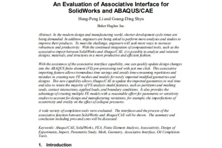 An Evaluation of Associative Interface for SolidWorks and ABAQUSCAE
