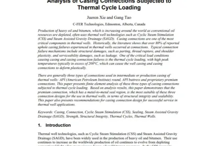 Analysis of Casing Connections Subjected to Thermal Cycle Loading