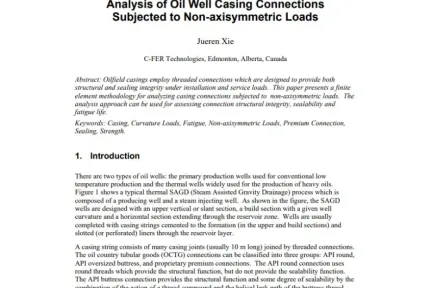 Analysis of Oil Well Casing Connections Subjected to Non-axisymmetric Loads