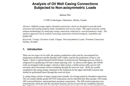 Analysis of Oil Well Casing Connections Subjected to Non-axisymmetric Loads